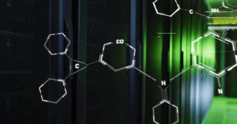 Image of scientific data processing over computer servers Foto stock