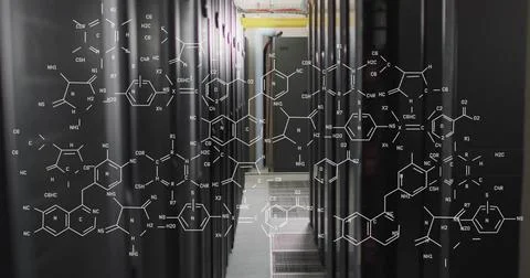 Image of scientific data processing over computer servers Stock Photos