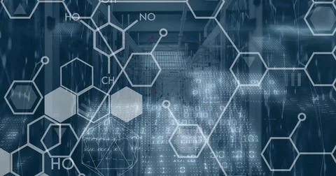 Image of scientific data processing over computer servers 写真素材