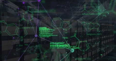 Image of scientific data processing over servers Foto stock