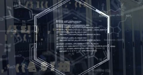 Image of scientific data processing over computer servers Stock Photos