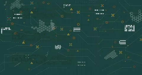 Image of scientific data processing over black background 스톡 사진