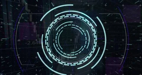 Image of scope and computing data processing over computer servers Stock Illustration