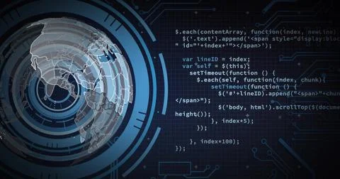 Image of scope and data processing over globe Illustrazione stock