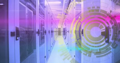 Image of scope and data processing over computer servers 스톡 사진