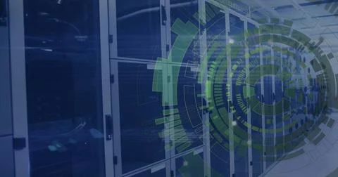 Image of scope and data processing over computer servers 스톡 사진