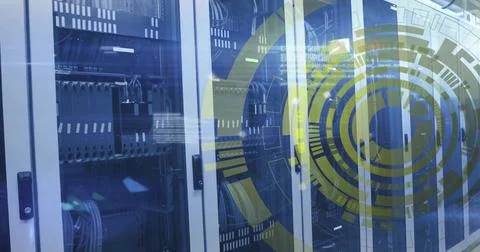 Image of scope and data processing over computer servers 写真素材