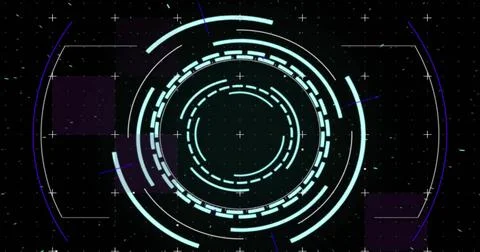 Image of scope and data processing on black background Stockfoto's