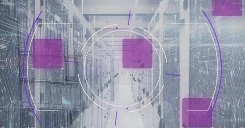 Image of scope and data processing over computer servers Stockfoto's