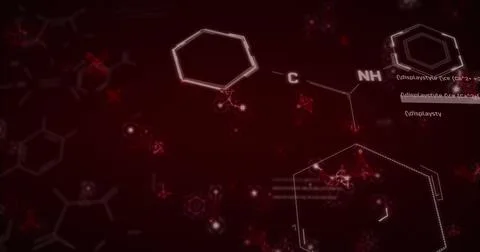 Image of scope and scientific data processing over dark background Stock Photos