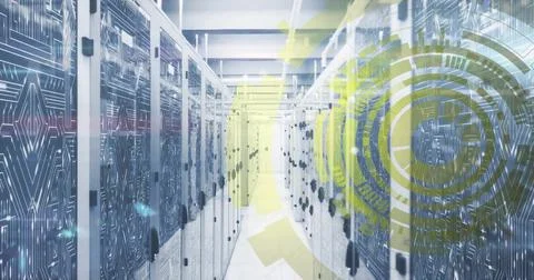 Image of scope with data processing over computer servers 스톡 사진