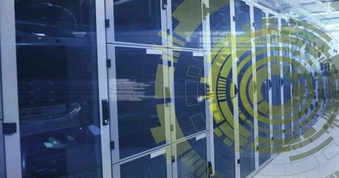 Image of scope with data processing over computer servers 스톡 사진