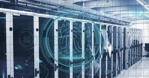 Image of scope with data processing over computer servers 스톡 사진