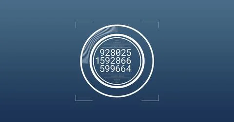 Image of scope with data processing over blue background Foto stock