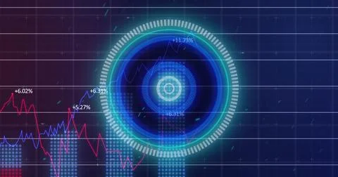 Image of scope with grid and data processing 库存插图