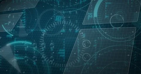 Image of scope scanning with 5g text over server room 스톡 일러스트