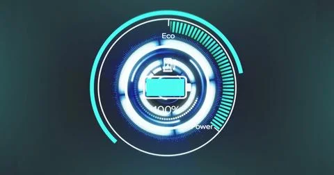 Image of scope scanning and battery charge data processing on green background 写真素材
