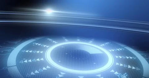 Image of scope scanning and data processing over blue background イラスト素材