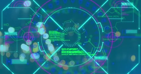 Image of scope scanning and data processing over road Ilustração Stock