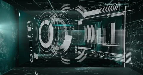 Image of scope scanning and data processing on screen Stock Illustration