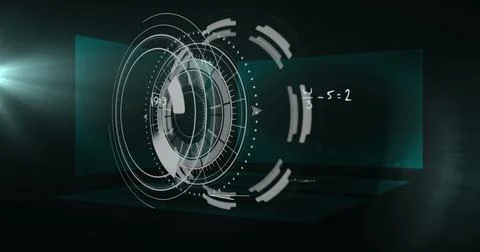Image of scope scanning and data processing on screen Illustrazione stock