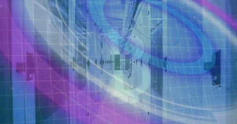 Image of scope scanning and data processing over computer servers and grid in 스톡 일러스트