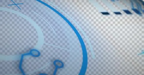 Image of scope scanning and data processing on screens on grid background Stockillustratie