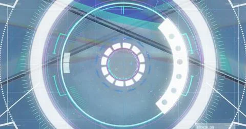 Image of scope scanning and data processing over cube 스톡 일러스트