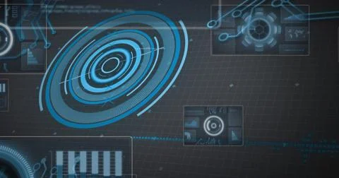 Image of scope scanning and data processing on interface Stock Illustration