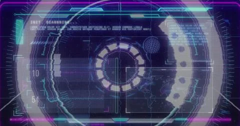 Image of scope scanning and data processing on interface Illustrazione stock