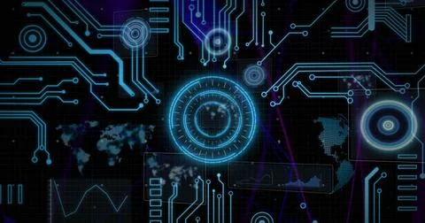 Image of scope scanning and data processing on interface Stock Illustration