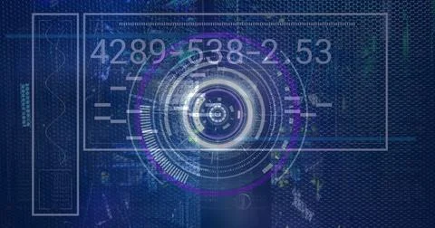 Image of scope scanning and data processing on screen 库存插图