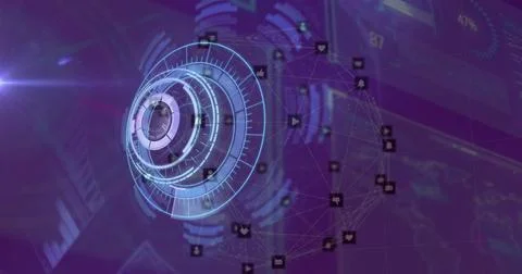 Image of scope scanning and data processing on screens イラスト素材