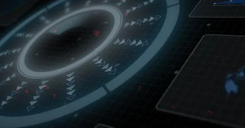 Image of scope scanning and data processing on black background イラスト素材