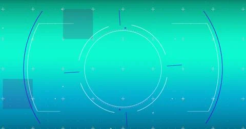 Image of scope scanning and data processing over green background Illustrazione stock