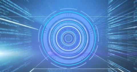 Image of scope scanning and data processing on blue background Stock Illustration