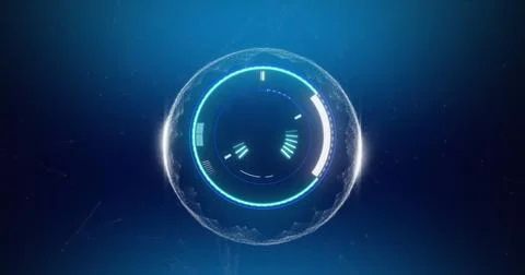 Image of scope scanning and data processing on blue background 스톡 일러스트