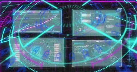 Image of scope scanning and data processing on interface Stock Illustration