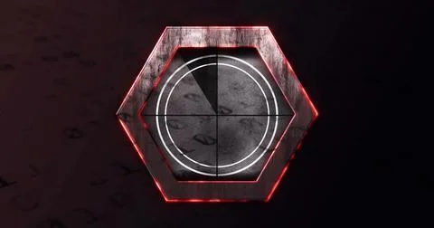 Image of scope scanning and data processing over black background Stockillustratie