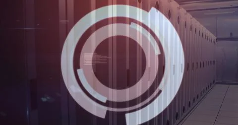 Image of scope scanning and data processing over computer servers Stock Illustration