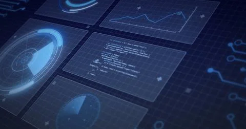 Image of scope scanning and data processing over digital interface Illustrazione stock