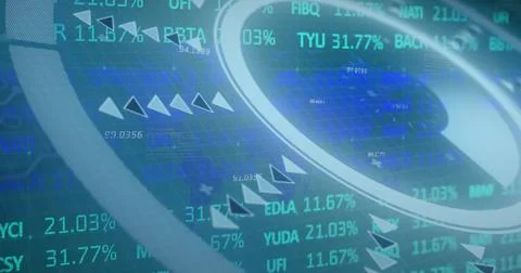 Image of scope scanning and data processing over grid Illustrazione stock