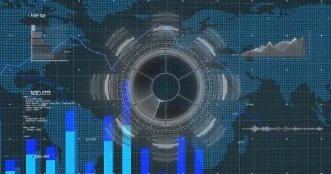 Image of scope scanning and data processing over grid Stock Illustration