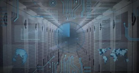 Image of scope scanning and data processing over computer servers 스톡 사진