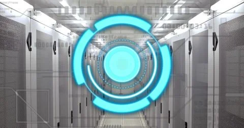 Image of scope scanning and data processing over computer servers Stock Photos