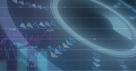 Image of scope scanning and data processing over grid Stock Photos