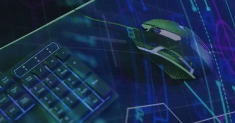 Image of scope scanning and data processing over image game computer equipment Stock Photos