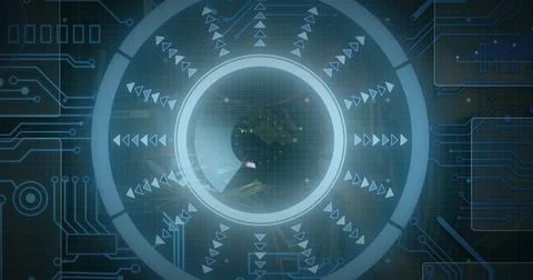 Image of scope scanning and data processing over it technician by computer 写真素材