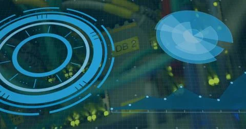 Image of scope scanning and data processing over cables in computer server 스톡 사진
