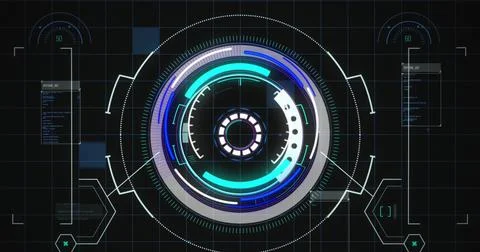 Image of scope scanning and data processing over grid 스톡 사진